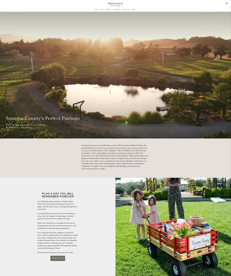 Bricoleur vineyards website sample